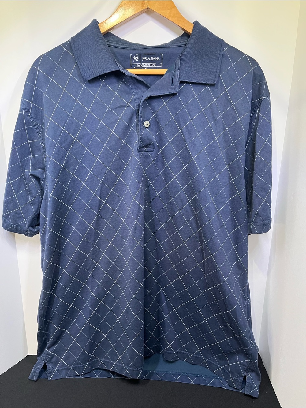 Jos. A. Bank Navy Polo with Light Grid Pattern
